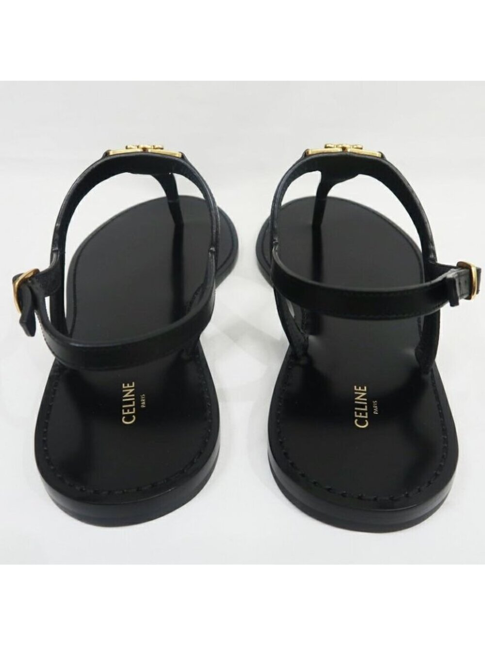 Celine Thong Sandals Black Leather Size 42 Shoes - Picture 6 of 10